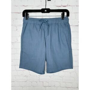 NEW ASOS Design Slim Shorts Blue Linen Mix Mens 2XS W28 7.5" Inseam